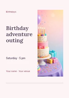Birthday adventure outing flyer template · Split portrait