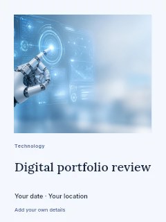 Digital portfolio review invitation template · Gallery editorial