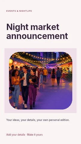 Night market announcement instagram story template