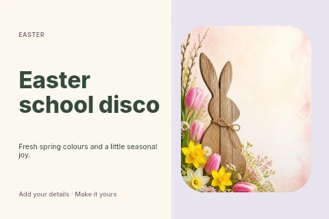 Easter school disco postcard template