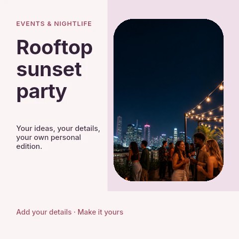 Rooftop sunset party social media post template
