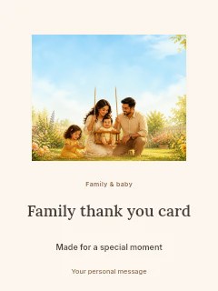 Family thank you card template · Picture window
