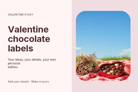Valentine chocolate labels postcard template