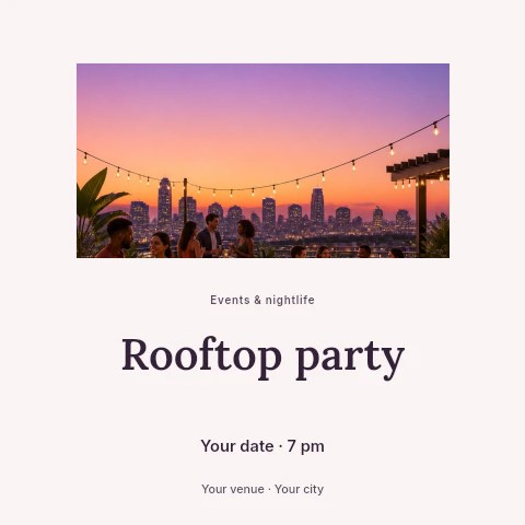 Rooftop party social media post template