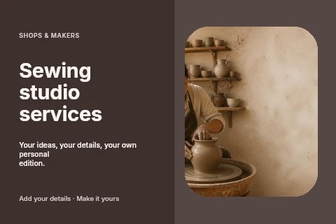 Sewing studio services postcard template
