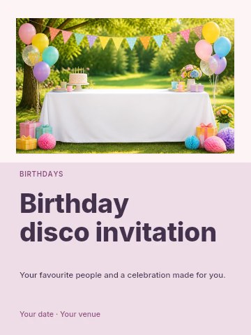 Birthday disco invitation template