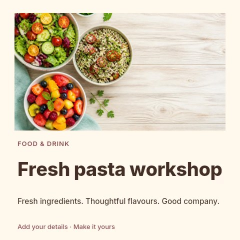 Fresh pasta workshop social media post template