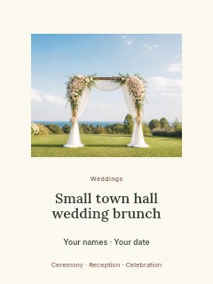 Small town hall wedding brunch poster template · Picture window