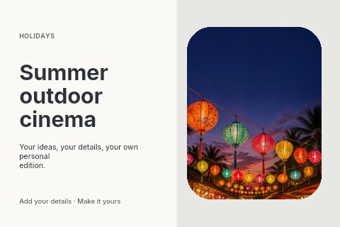 Summer outdoor cinema postcard template