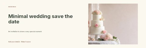 Elegant white three-tier wedding cake in Minimal wedding save the date banner template