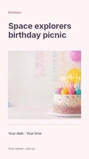 Space explorers birthday picnic instagram story template · Title & photograph