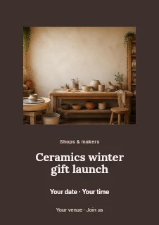 Ceramics winter gift launch flyer template · Picture window