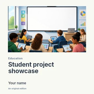 Student project showcase podcast cover template · Gallery editorial