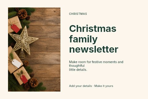 Christmas family newsletter postcard template