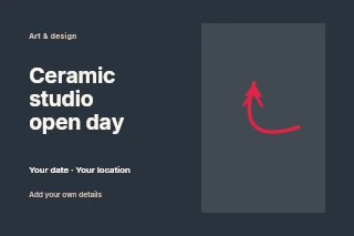 North-west arc arrow · double head in Ceramic studio open day · Horizontal photo dialogue