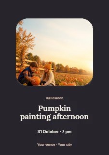 Children picking pumpkins in field at sunset in Pumpkin painting afternoon · Picture window