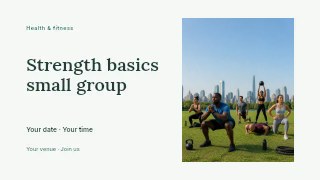 Strength basics small group presentation cover template · Horizontal photo dialogue