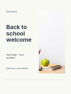 Books globe and school supplies on desk in Back to school welcome · Split portrait