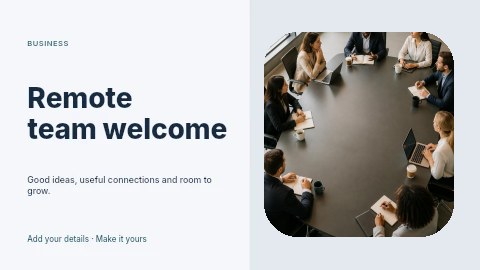 Remote team welcome presentation cover template