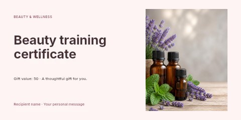 Beauty training certificate gift voucher template