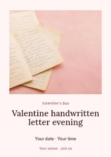 Valentine handwritten letter evening flyer template · Quiet photo gallery