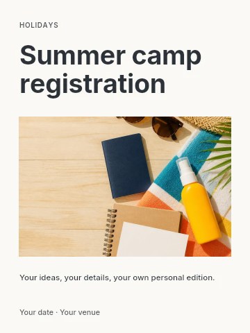 Summer camp registration invitation template
