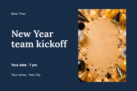 New Year team kickoff postcard template