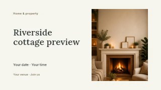 Riverside cottage preview youtube thumbnail template · Horizontal photo dialogue