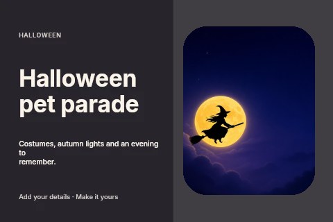 Halloween pet parade postcard template