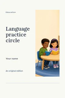 Language practice circle book cover template · Split portrait