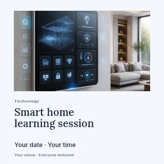 Smart home control panel on wall in Smart home learning session social media post · Gallery editorial