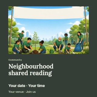 Neighbourhood shared reading social media post template · Gallery editorial
