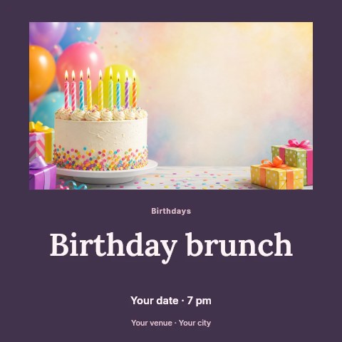 Birthday brunch social media post template