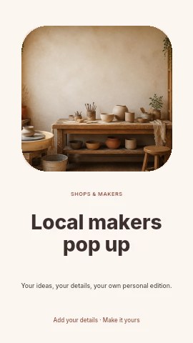 Local makers pop up instagram story template