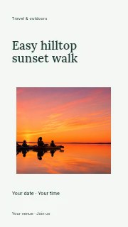 Easy hilltop sunset walk instagram story template · Modern programme