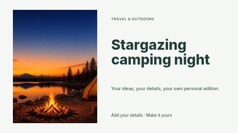 Campfire by the Lakeside Tent at Sunset in Stargazing camping night youtube thumbnail template