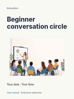 Beginner conversation circle poster · Modern programme