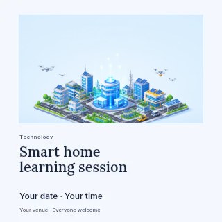 Futuristic smart city model with drones in Smart home learning session social media post · Gallery editorial
