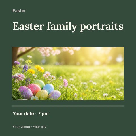 Easter family portraits social media post template
