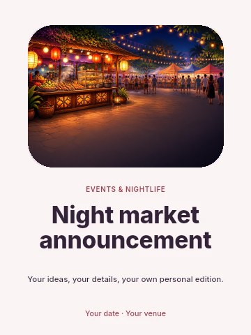 Night market announcement invitation template