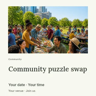Community puzzle swap social media post template · Gallery editorial