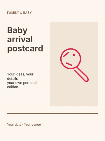 Baby rattle outline icon in Baby arrival postcard poster template