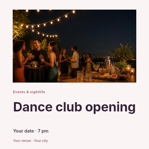 Dance club opening social media post template