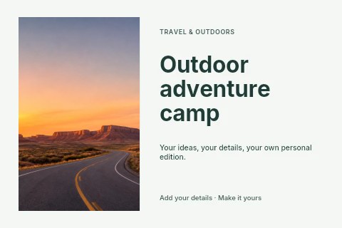 Outdoor adventure camp postcard template