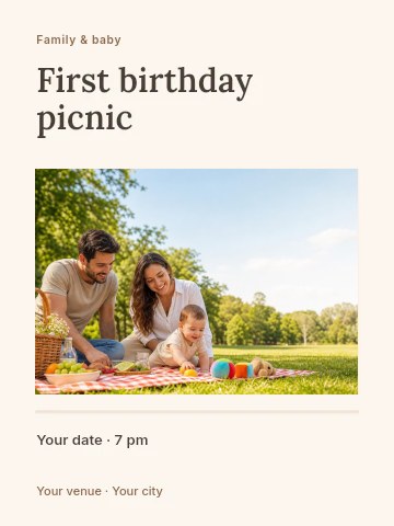 First birthday picnic poster template