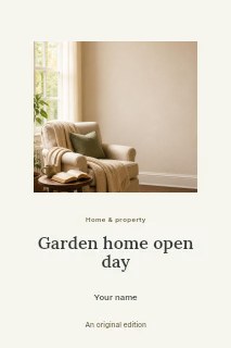 Cozy reading corner with armchair in Garden home open day · Picture window
