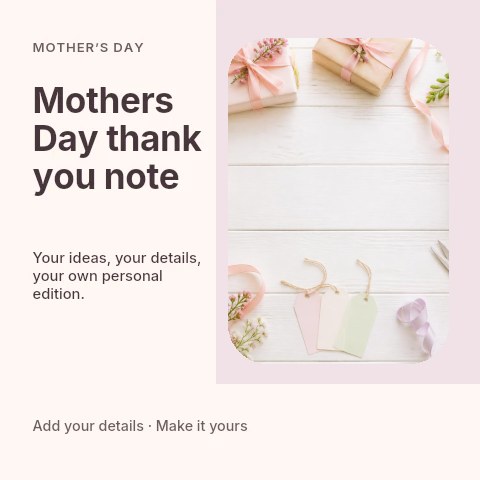 Mothers Day thank you note social media post template