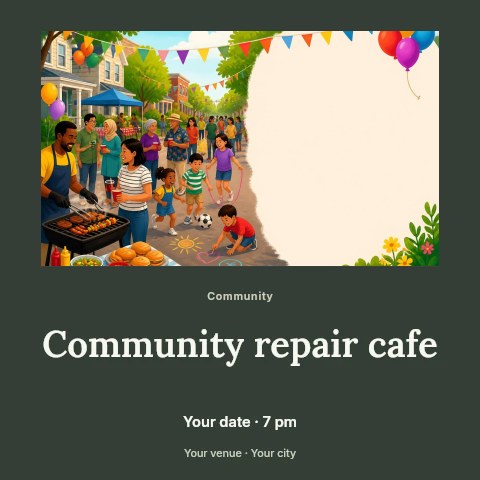 Community repair cafe social media post template
