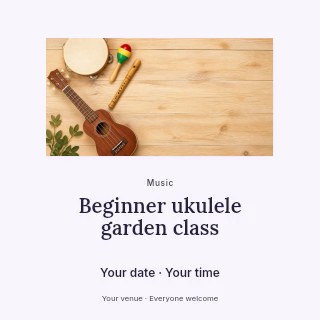 Beginner ukulele garden class social media post template · Picture window