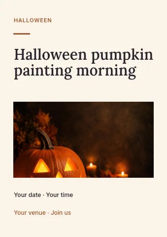 Halloween pumpkin painting morning flyer template · Picture window